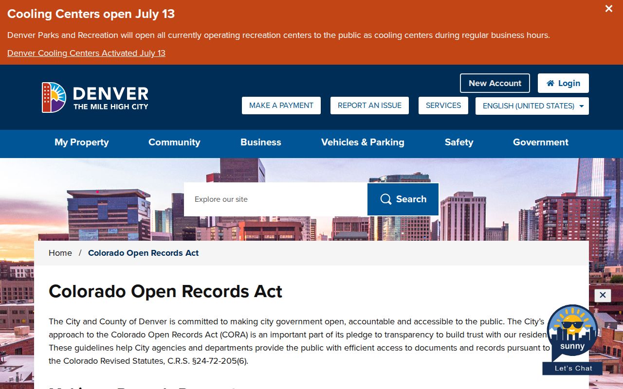 Denver County Clerk of Court citywide CORA hub