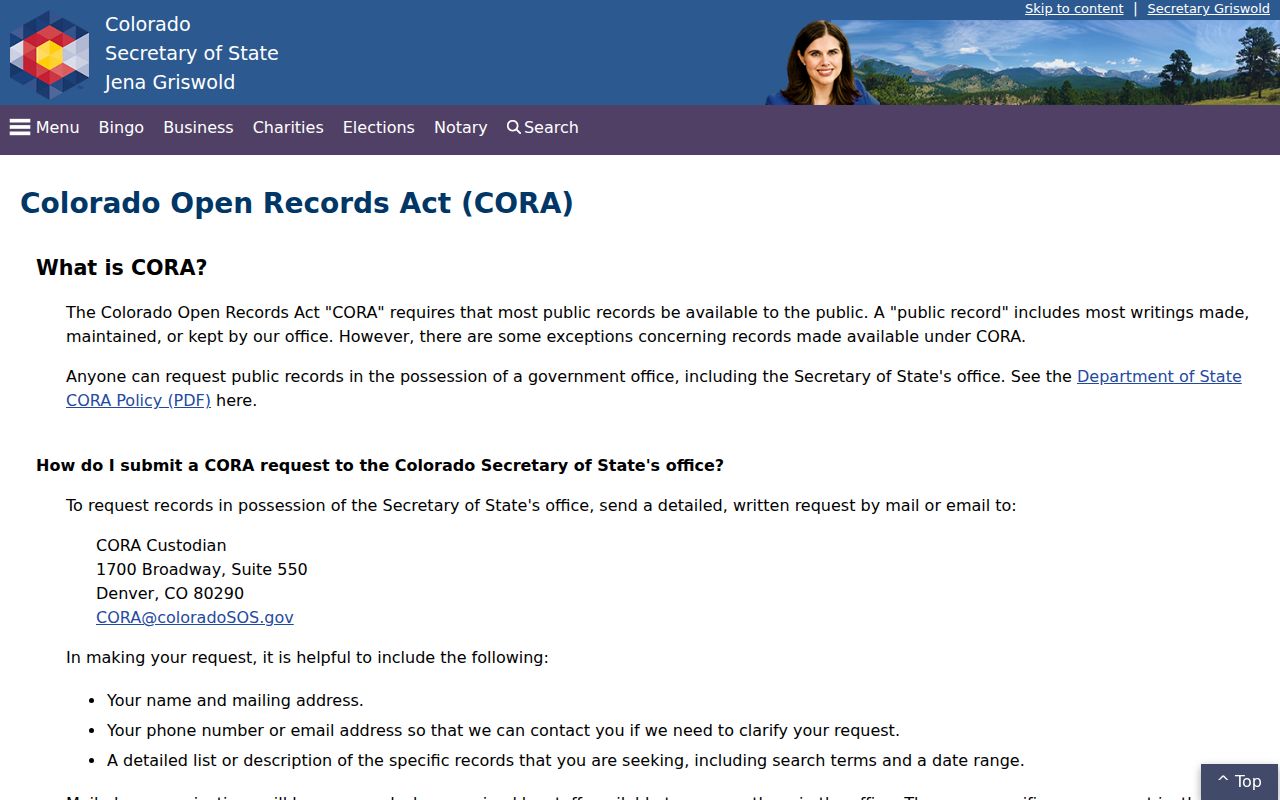 Denver County Clerk of Court Colorado CORA overview