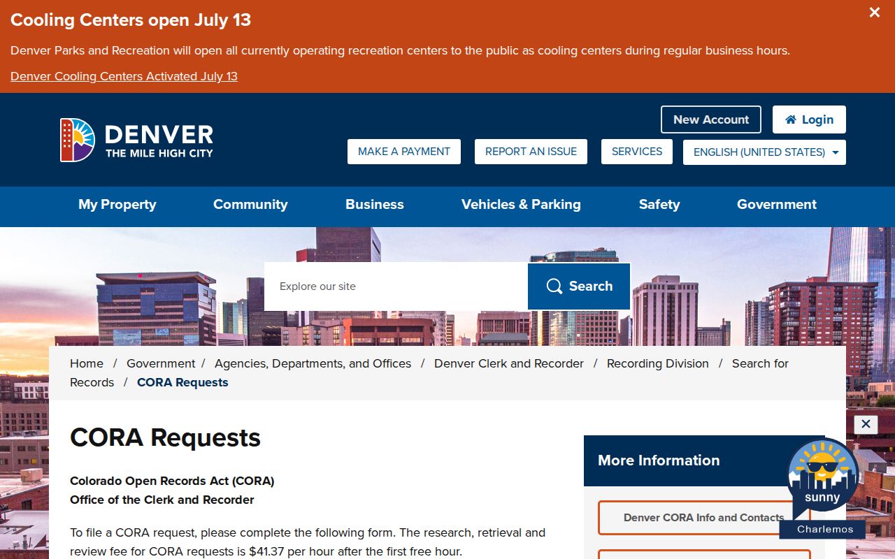 Denver County Clerk of Court Clerk and Recorder CORA requests