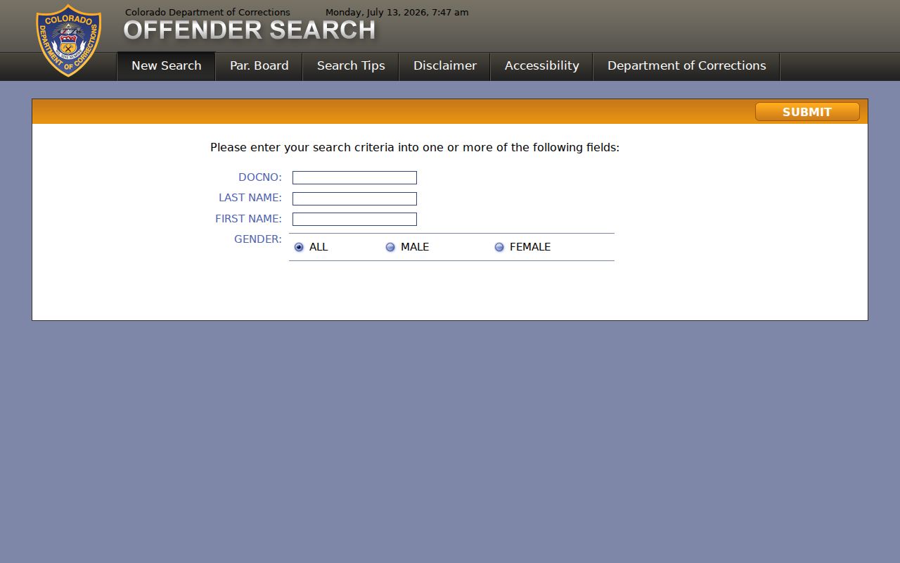 Denver County court charges Colorado Department of Corrections offender search