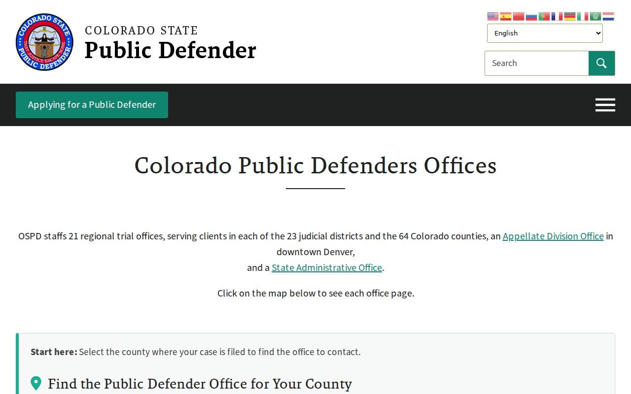 Denver County criminal court records Colorado public defender offices