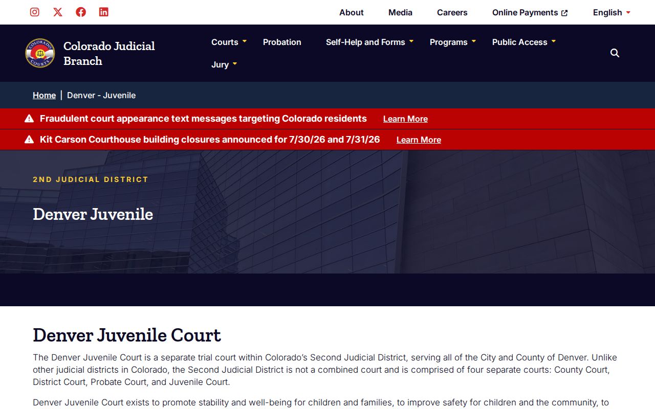 Denver County District Court Denver Juvenile Court related court
