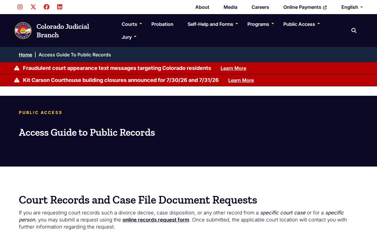 Denver County court records public access guide