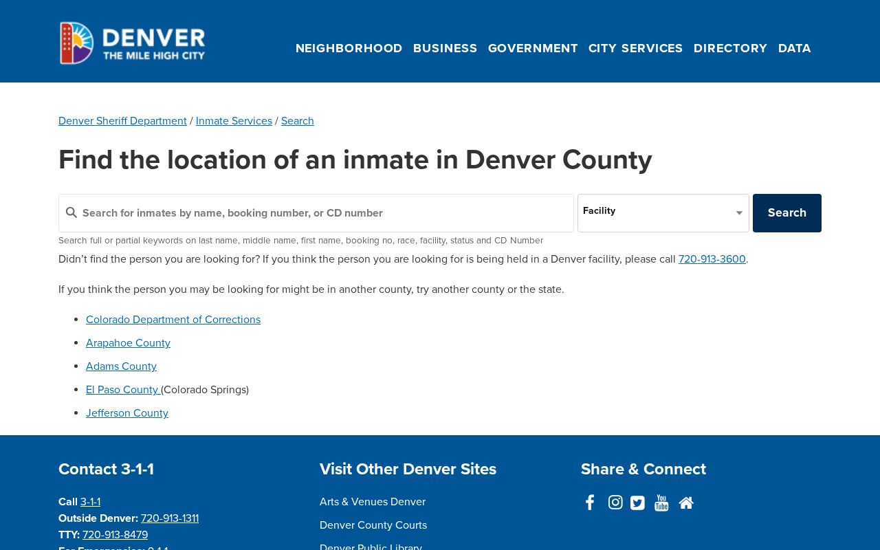Denver County inmate search roster screen