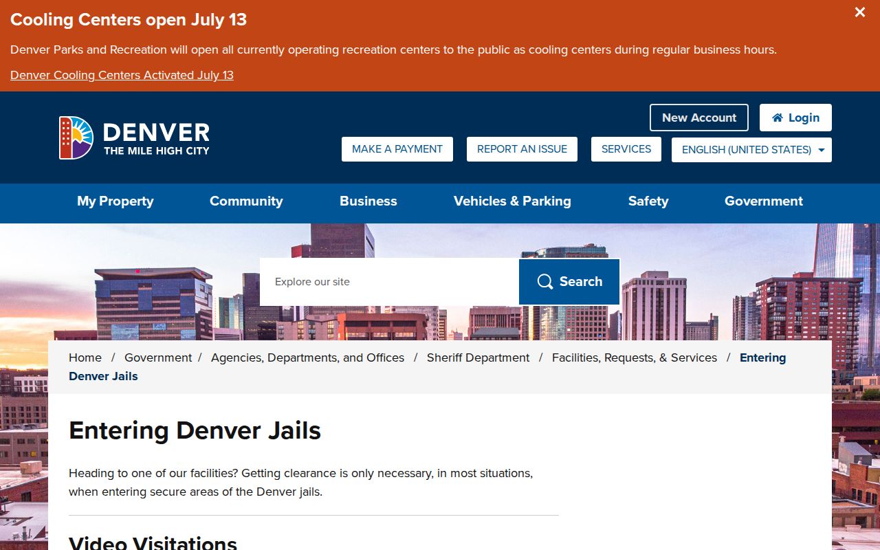 Denver County inmate records facility access rules