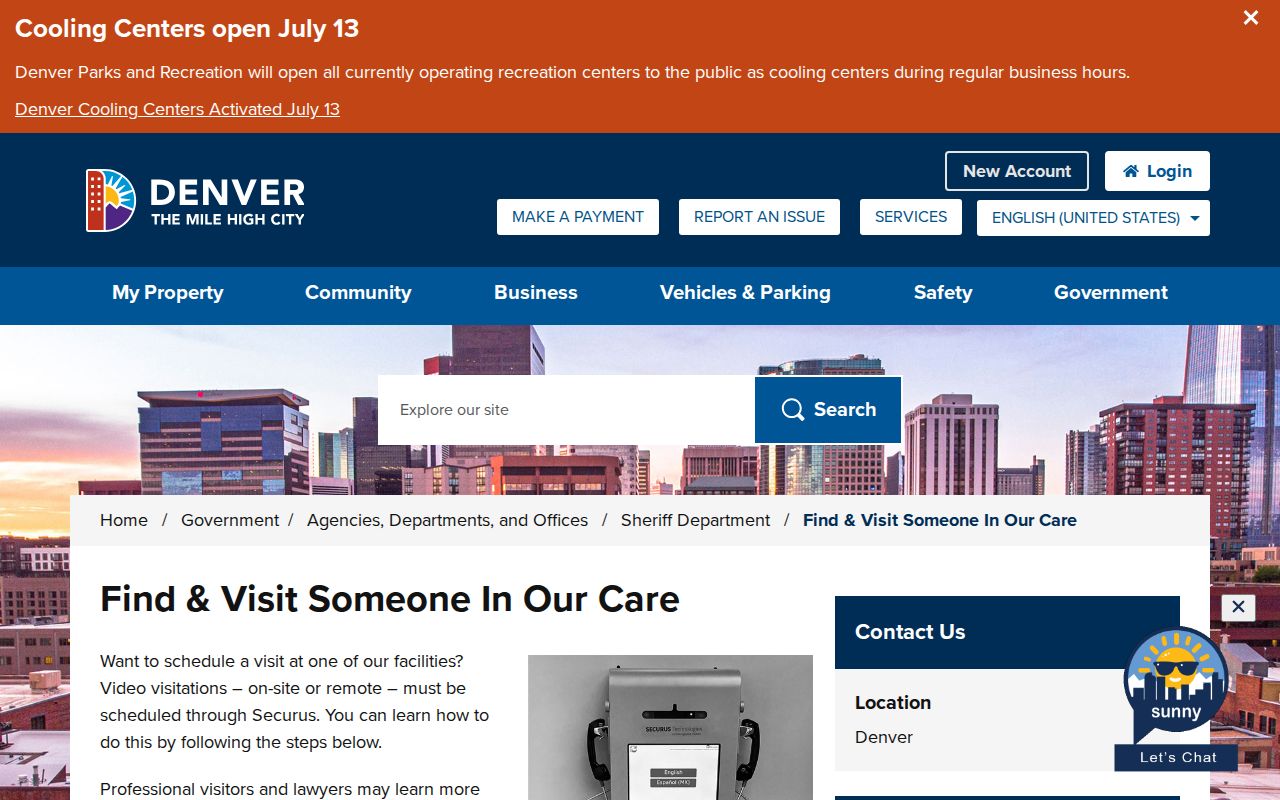 Denver County inmate records find and visit page