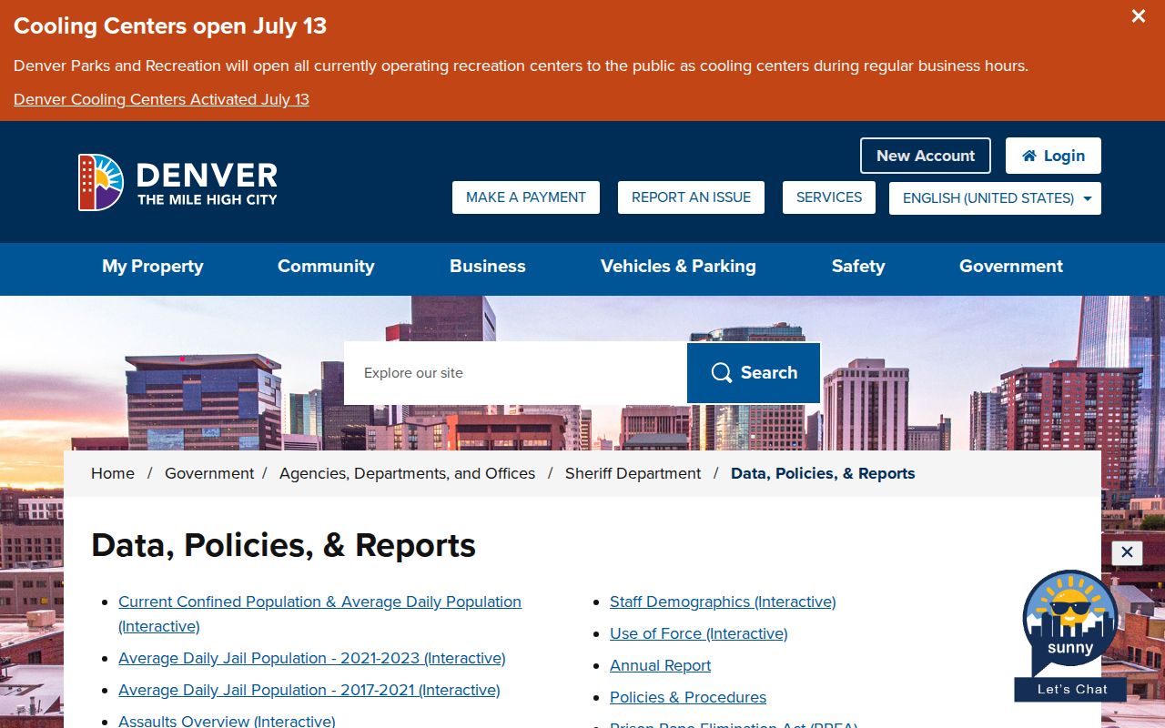 Denver County inmate records Sheriff data policies and reports